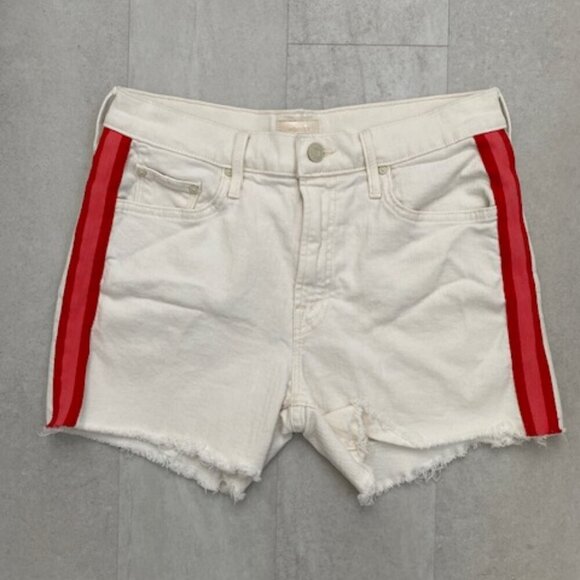 MOTHER The Sinner Frayed Denim Shorts in Whipping The Cream Pink Racer 26 - Picture 4 of 11
